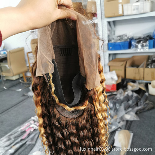 Water Wave Highlighed Lace Frontal Wig Highlight Human Hair Film Lace Wigs 13x4 Blonde Highlights Colored French Hd Lace Wig